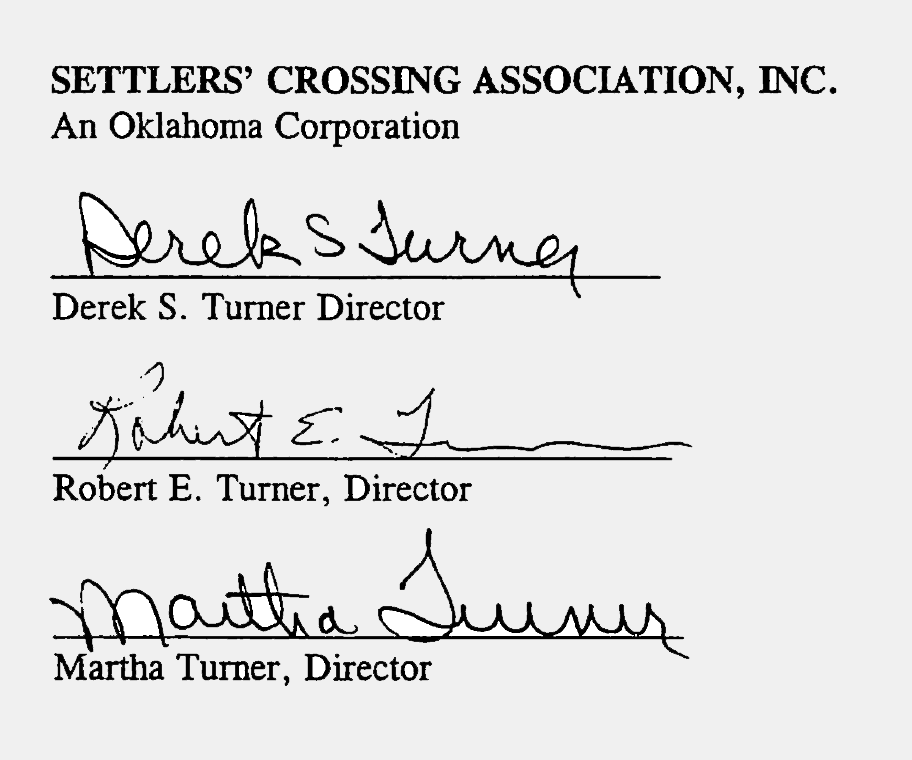 Settlers' Crossing ByLaws Signatures